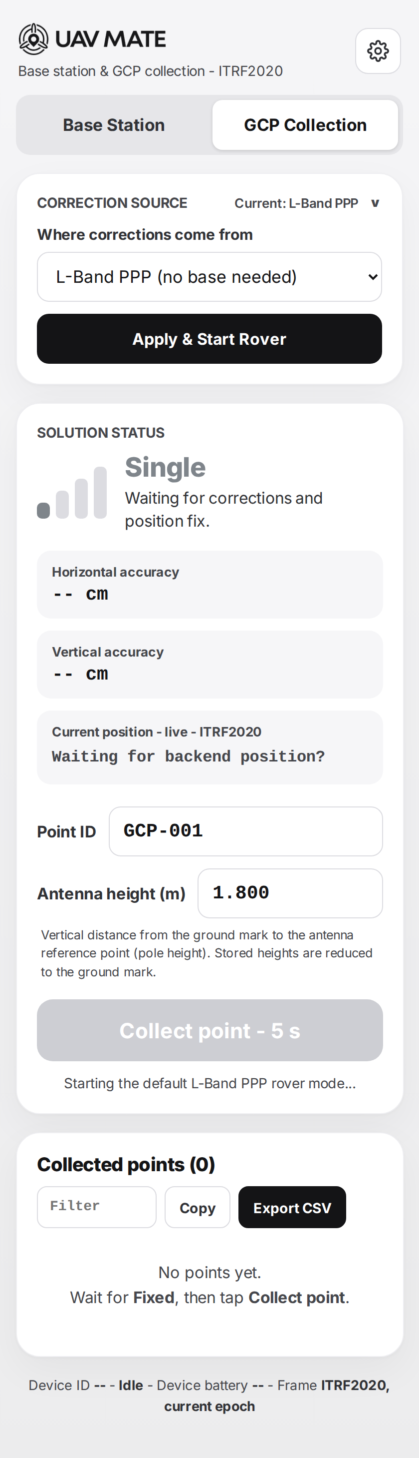 Simple console — GCP correction source